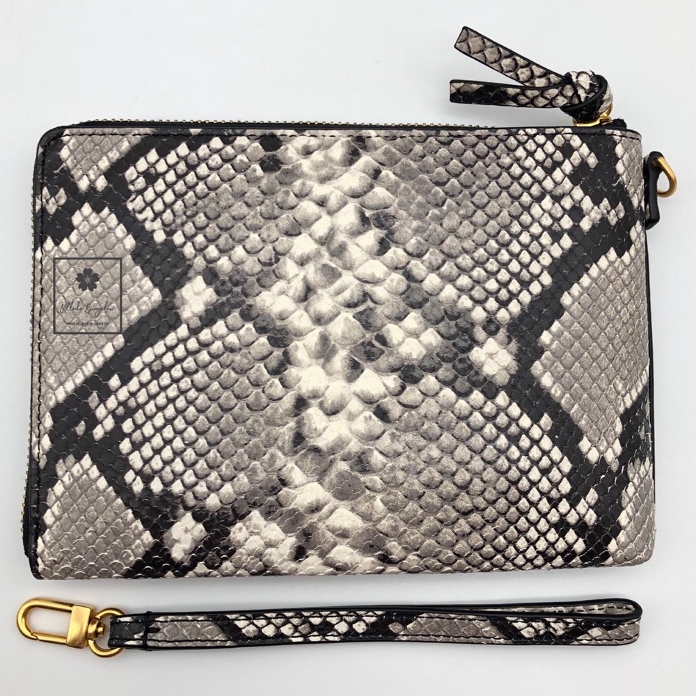 Tory Burch - Britten Large Zip Pouch -Snake (Grey) - Picture 6 of 8